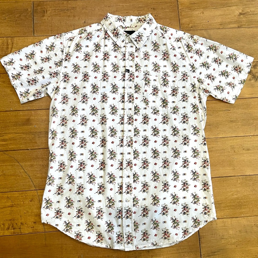 Imperial Motion White Casual Button Down Shirt with Floral Print